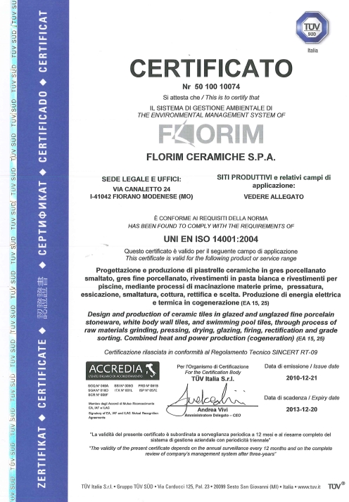 Сертификат UNI EN ISO 14001
