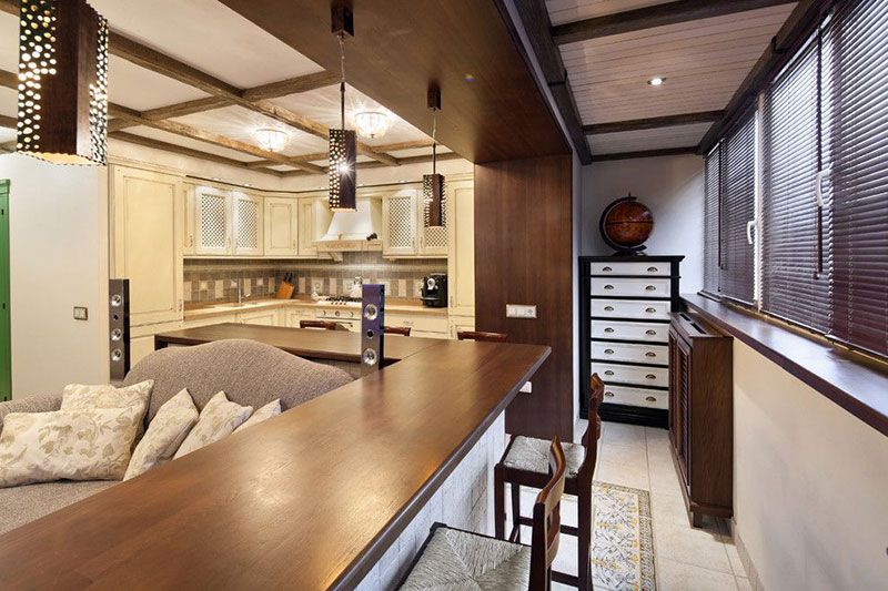 Кухня на балконе или лоджии — фото дизайнов интерьера